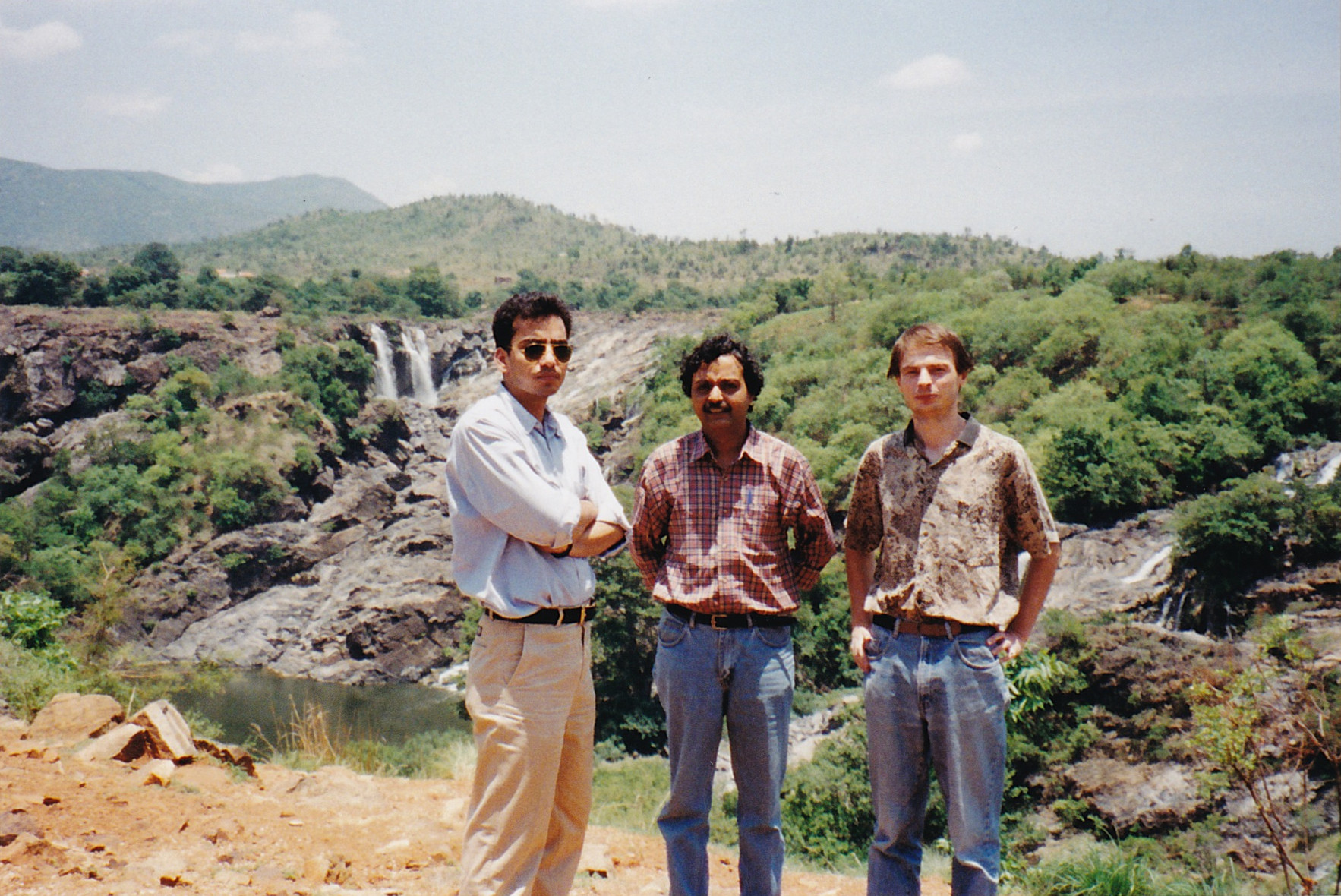 Avec Sajid et Javed à la réserve d'eau potable de Bangalore